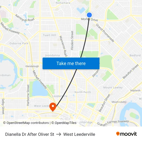 Dianella Dr After Oliver St to West Leederville map