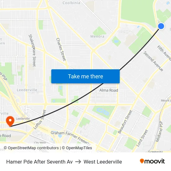 Hamer Pde After Seventh Av to West Leederville map