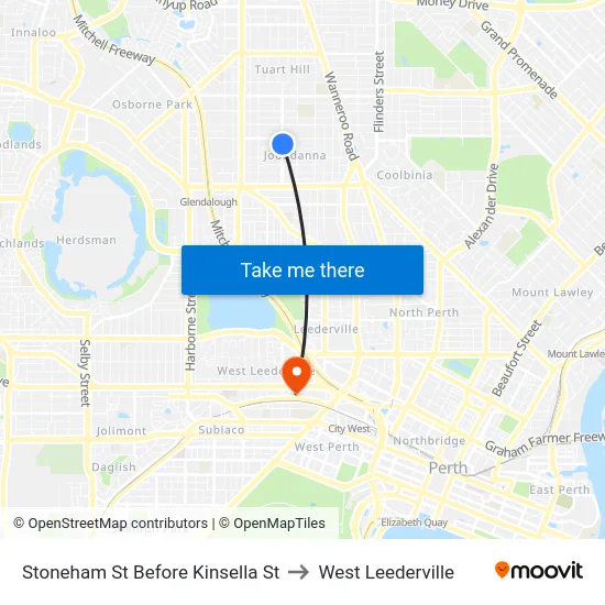 Stoneham St Before Kinsella St to West Leederville map