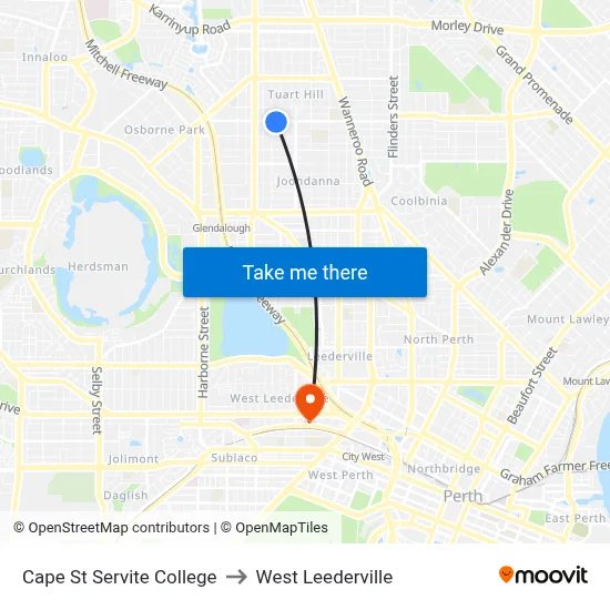 Cape St Servite College to West Leederville map
