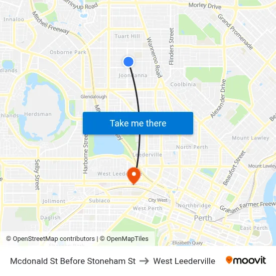 Mcdonald St Before Stoneham St to West Leederville map
