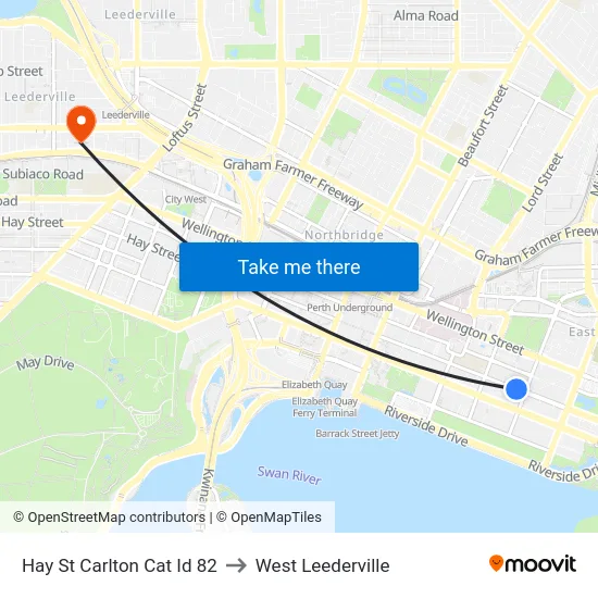 Hay St Carlton Cat Id 82 to West Leederville map