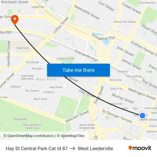 Hay St Central Park Cat Id 87 to West Leederville map