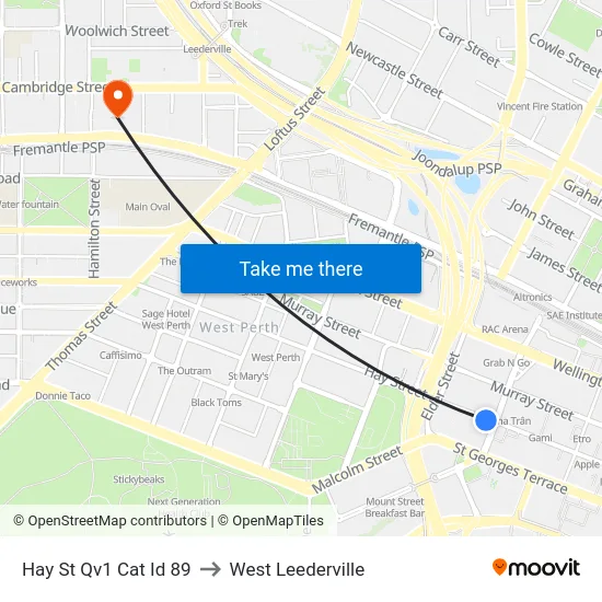 Hay St Qv1 Cat Id 89 to West Leederville map
