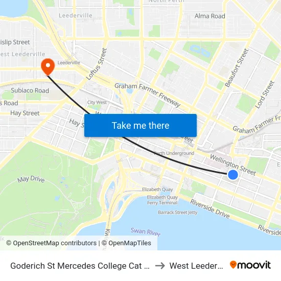 Goderich St Mercedes College Cat Id 102 to West Leederville map