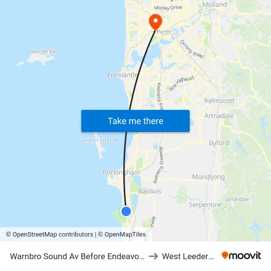 Warnbro Sound Av Before Endeavour Dr to West Leederville map