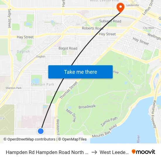 Hampden Rd Hampden Road North Cat Id 130 to West Leederville map