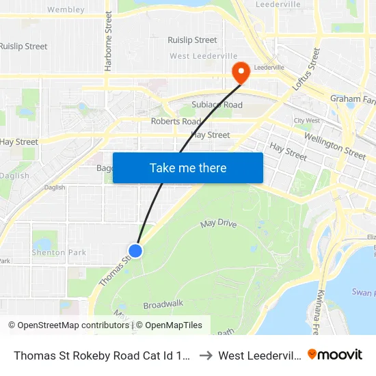 Thomas St Rokeby Road Cat Id 112 to West Leederville map