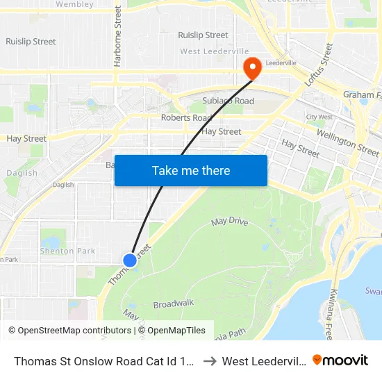 Thomas St Onslow Road Cat Id 135 to West Leederville map