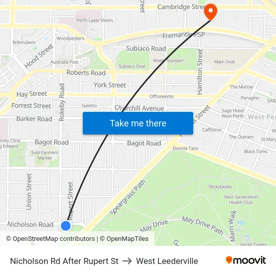 Nicholson Rd After Rupert St to West Leederville map