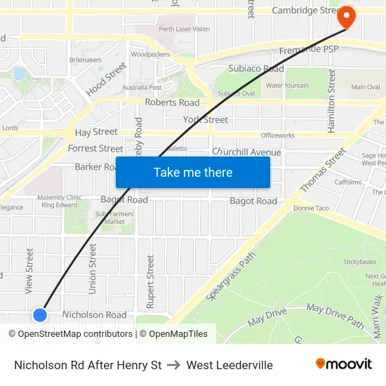 Nicholson Rd After Henry St to West Leederville map