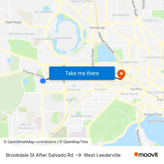 Brookdale St After Salvado Rd to West Leederville map
