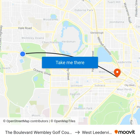 The Boulevard   Wembley Golf Course to West Leederville map