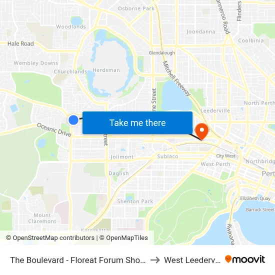 The Boulevard  - Floreat Forum Shop Ctr to West Leederville map