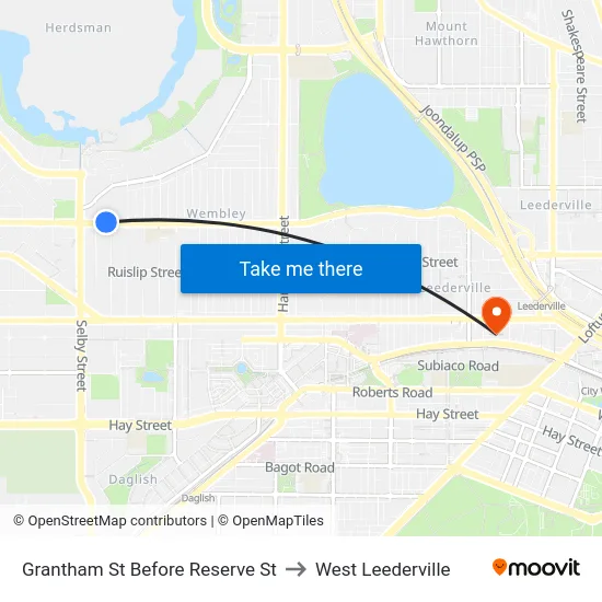 Grantham St Before Reserve St to West Leederville map