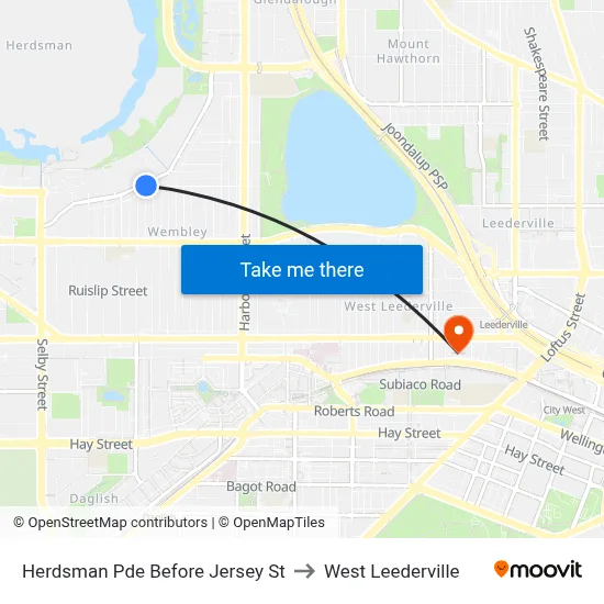 Herdsman Pde Before Jersey St to West Leederville map