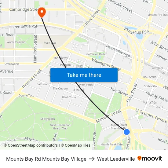 Mounts Bay Rd Mounts Bay Village to West Leederville map