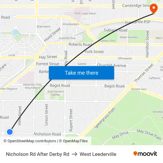 Nicholson Rd After Derby Rd to West Leederville map