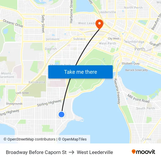 Broadway   Before Caporn St to West Leederville map