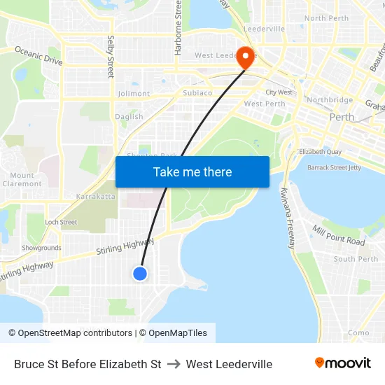 Bruce St Before Elizabeth St to West Leederville map