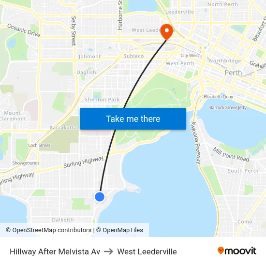 Hillway   After Melvista Av to West Leederville map
