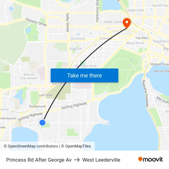 Princess Rd After George Av to West Leederville map