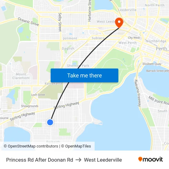 Princess Rd After Doonan Rd to West Leederville map