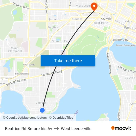 Beatrice Rd Before Iris Av to West Leederville map