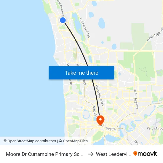 Moore Dr Currambine Primary School to West Leederville map