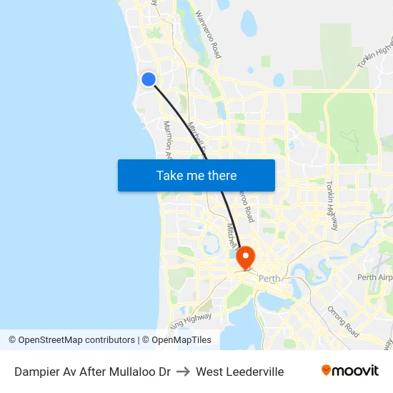 Dampier Av After Mullaloo Dr to West Leederville map