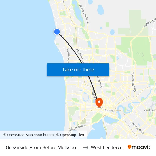 Oceanside Prom Before Mullaloo Dr to West Leederville map