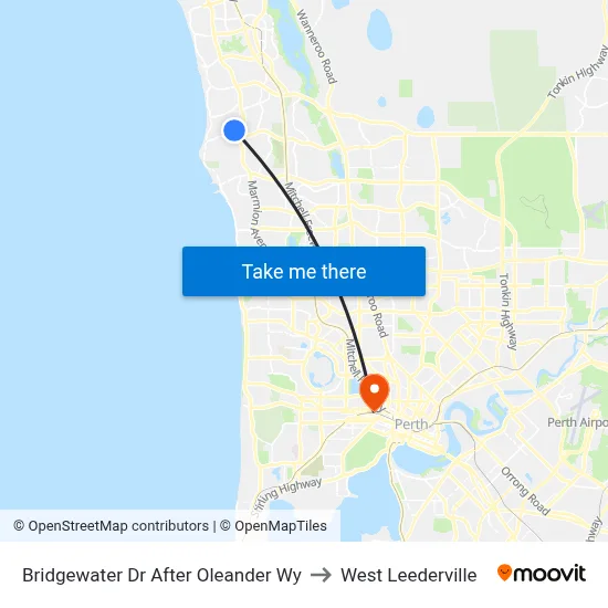 Bridgewater Dr After Oleander Wy to West Leederville map