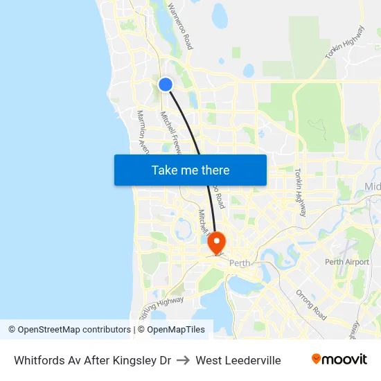 Whitfords Av After Kingsley Dr to West Leederville map