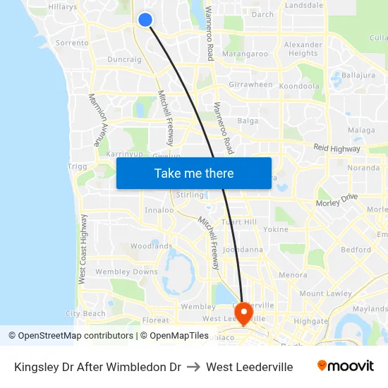 Kingsley Dr After Wimbledon Dr to West Leederville map