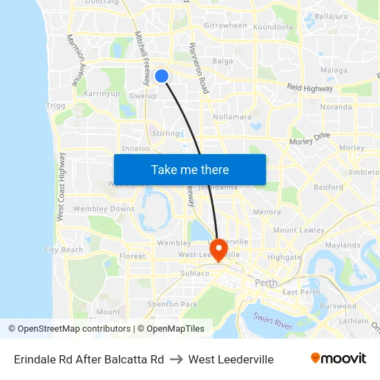 Erindale Rd After Balcatta Rd to West Leederville map