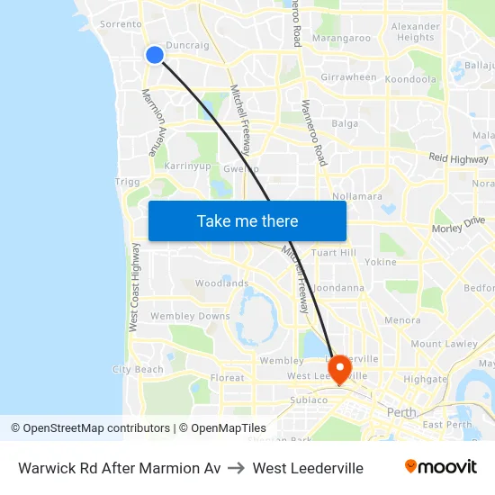 Warwick Rd After Marmion Av to West Leederville map