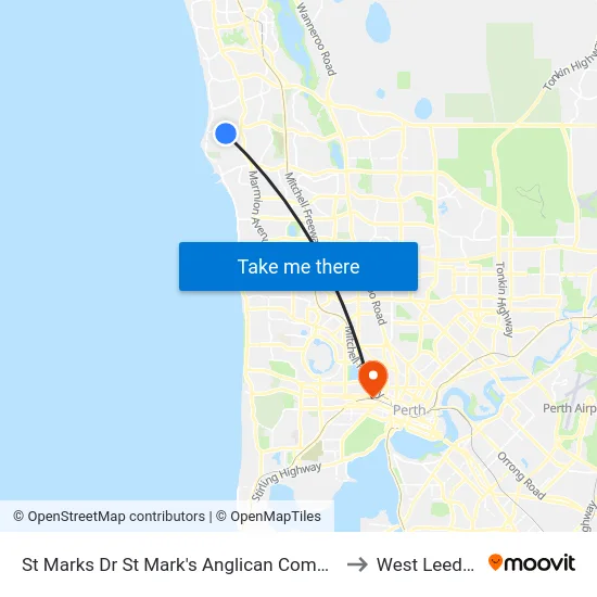 St Marks Dr St Mark's Anglican Community School to West Leederville map