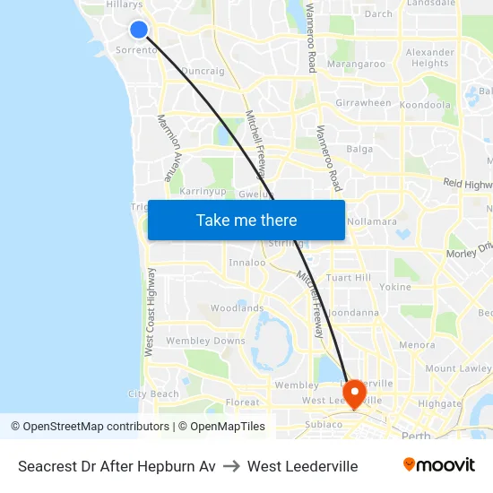 Seacrest Dr After Hepburn Av to West Leederville map