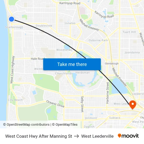 West Coast Hwy After Manning St to West Leederville map