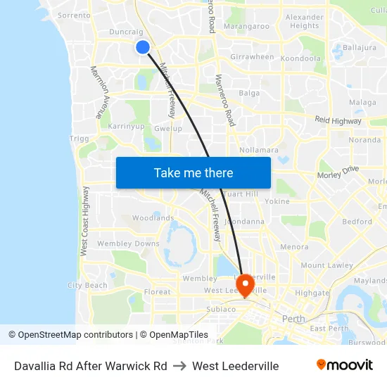 Davallia Rd After Warwick Rd to West Leederville map