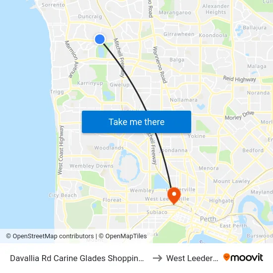 Davallia Rd Carine Glades Shopping Centre to West Leederville map