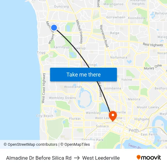Almadine Dr Before Silica Rd to West Leederville map