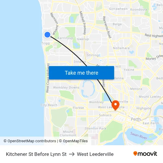 Kitchener St Before Lynn St to West Leederville map