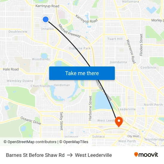 Barnes St Before Shaw Rd to West Leederville map