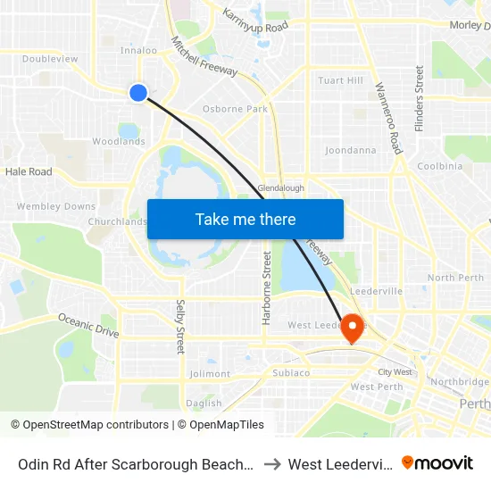Odin Rd After Scarborough Beach Rd to West Leederville map