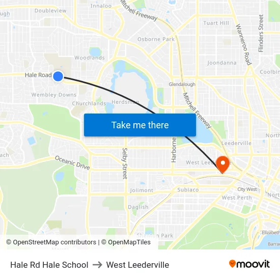 Hale Rd Hale School to West Leederville map