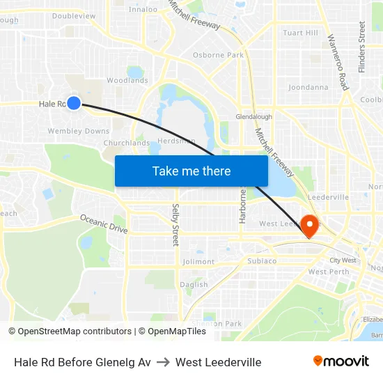 Hale Rd Before Glenelg Av to West Leederville map