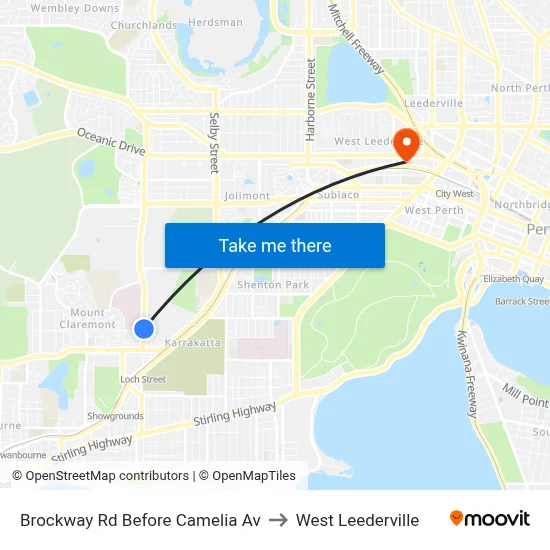 Brockway Rd Before Camelia Av to West Leederville map