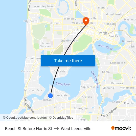 Beach St Before Harris St to West Leederville map