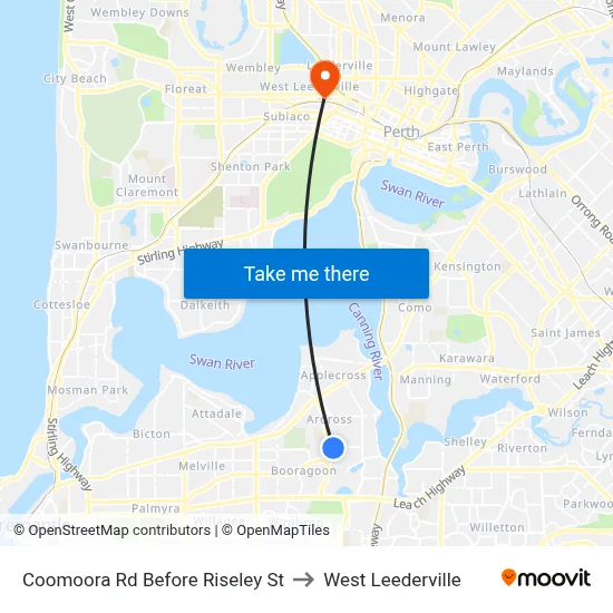 Coomoora Rd Before Riseley St to West Leederville map
